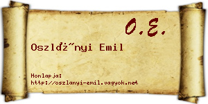 Oszlányi Emil névjegykártya